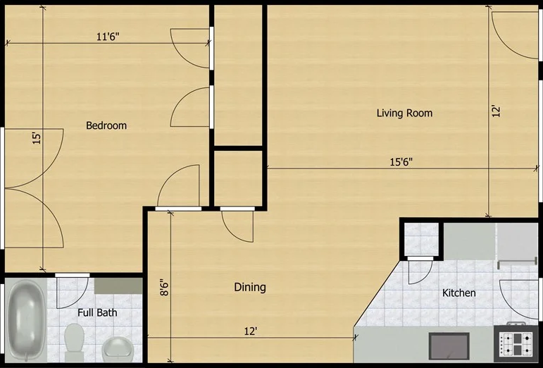 Avalon Floor Plan Anastasia 1 Bed 1 Bath