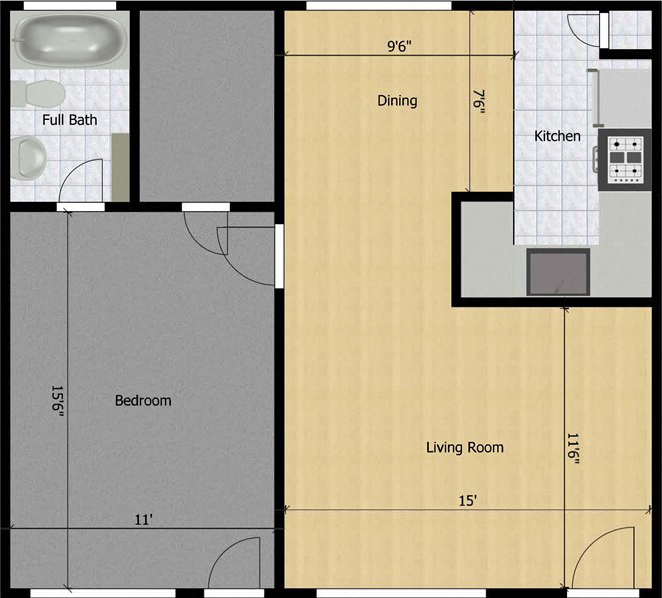 Avalon Floor Plan Helena 1 Bed 1 Bath